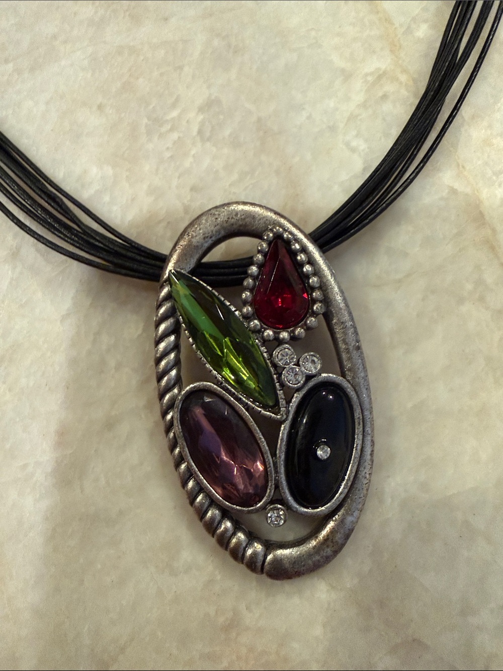 Chico's Multi-Stone Pendant Necklace 16" + ext.